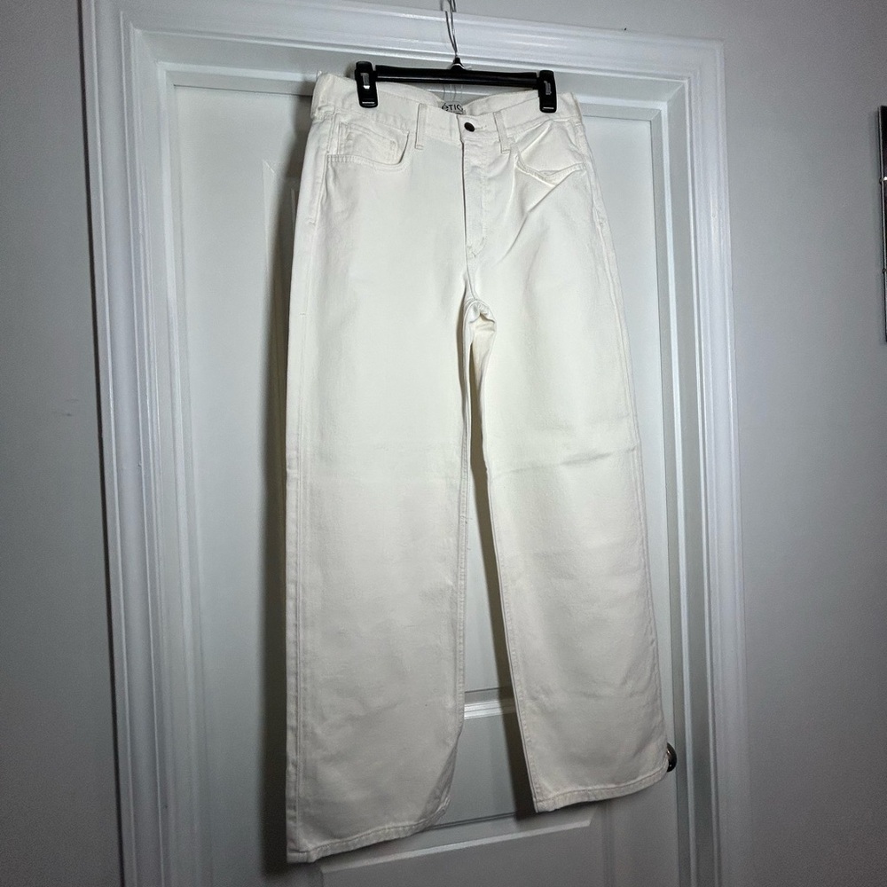 Etica (Brand carried by Anthropologie) Cream Wide-Leg Jeans-Size 29
